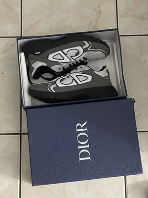 Dior Men s High-Top Lace-Up Colorblock Sneakers Black White Gray New w/ Box