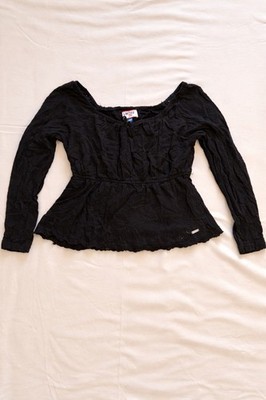 Limited Too Black Lace Peplum Top Long Sleeve Youth XL Y2K Coquette