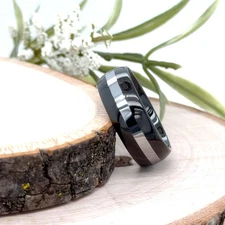 High Polished Edges Christmas Gifts Band 8mm Black & Silver Tungsten Women Ring