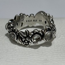 Genuine Retired Pandora 🌟 Topaz Moonstone Natures Serenity Ring 🌟 Size 54