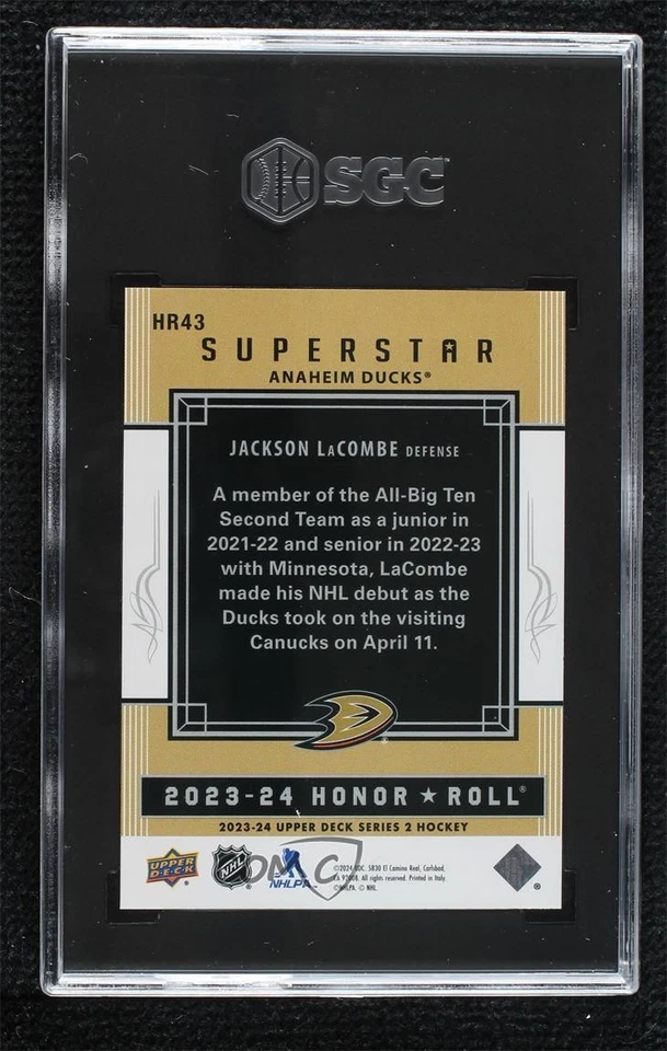 2023 Upper Deck Series 2 Honor Roll Jackson LaCombe #HR43 SGC 10 GEM Rookie RC - Image 2 of 2