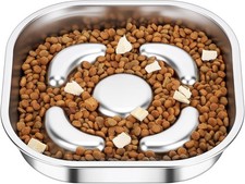 Edelstahl Anti-Schlingnapf 23x23x4,5 cm &ndash; rutschfest, langsames Fressen