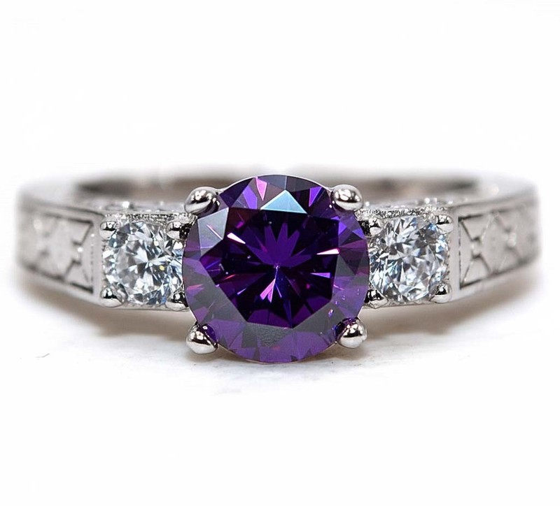 2CT  Amethyst 925 Solid Sterling Silver Ring Jewelry Sz 7 F8-2