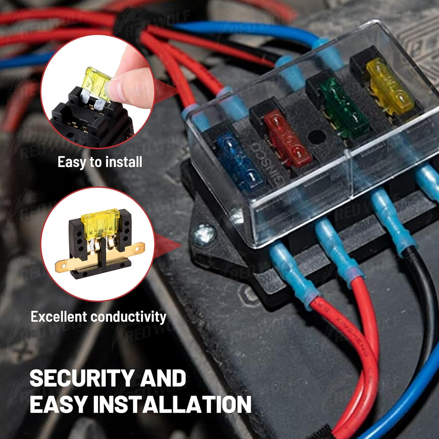 4 Way Blade Fuse Block Box Holder W/Standard Circuit 10V-32V DC for Automotive T