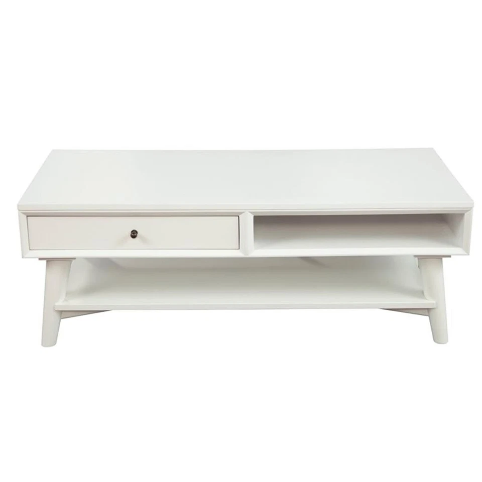 Alpine Furniture Flynn Wood 1 Drawer Coffee Table in White - Image 2 of 4
