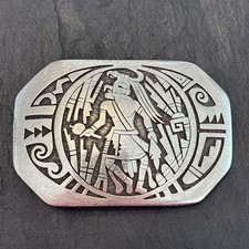 Adrian Sanchez Hopi Kachina Sterling Silver Belt Buckle Vintage 3 x 2” 36g