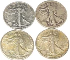 90% Silver Walking Liberty Half Dollars 1938, 1939, 1940 and 1942 Lot W-30
