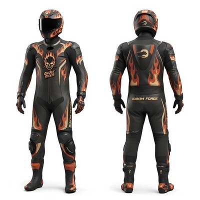 Ghost Rider Edition Custom Motorbike Motorcycle Leather Racing Suit In 1/2 Piece