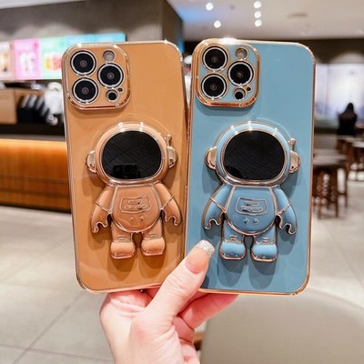 Astronaut Ständer Halter Soft Case für iPhone 16 15 14 Pro Max 13 12 11 8 7 Hülle