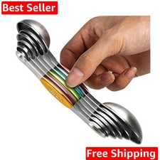 Magnetic Measuring Spoons Set of 6 Stainless Steel Dual Sided Stackable Teasp...