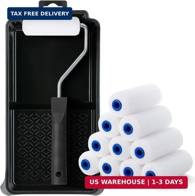 Bates- 4 Inch Foam Paint Roller Set, 12 pcs, Small Paint Roller Kit Includes 1 x