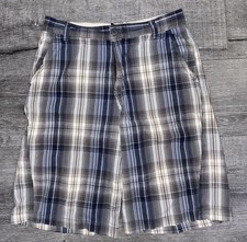 FADED GLORY BOYS Blue Plaid Shorts Size 18 Waist 30" Waist 5817