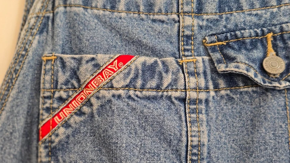 Mono con tirantes Union Bay azul de mezclilla talla mediana 100 % algodón de colección para mujer Foto 2 de 4