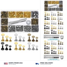 Paxcoo 480 Sets 3 Sizes Leather Rivets Double Cap Rivet Tubular Metal Studs w...