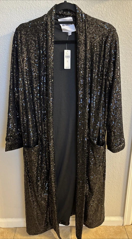 Chaqueta de lentejuelas Anthropologie para mujer BB Dakota talla XS negra Foto 2 de 4