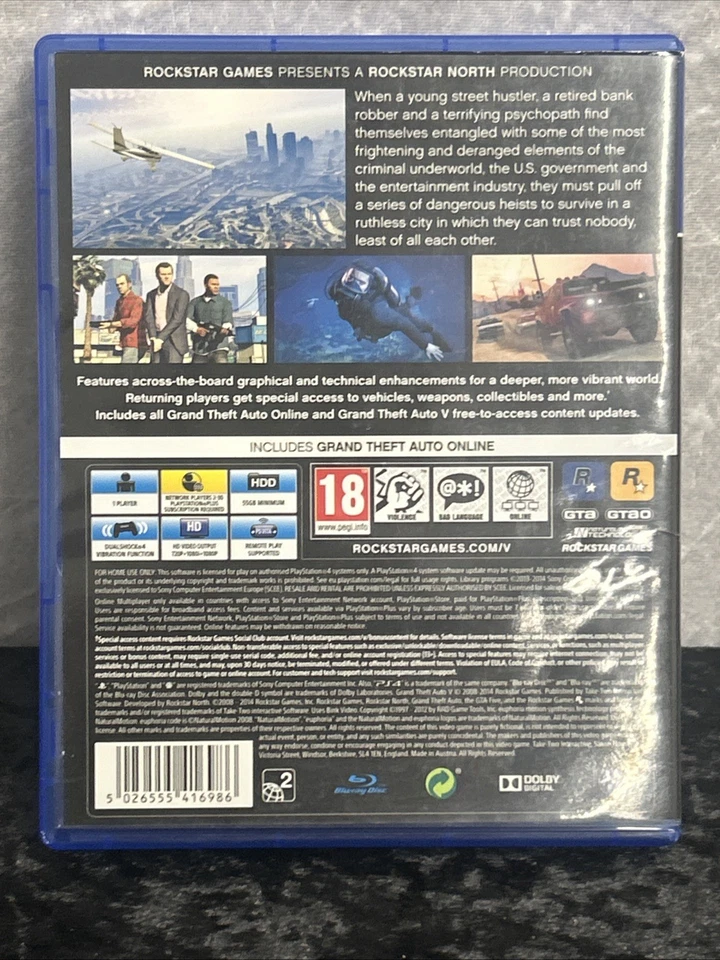 Grand Theft Auto V - Sony PlayStation 4, 2014 Game Disc Case Manual Map, photo 3 of 4