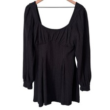 Free People Beach Dress, Black Mini Long Sleeve Small