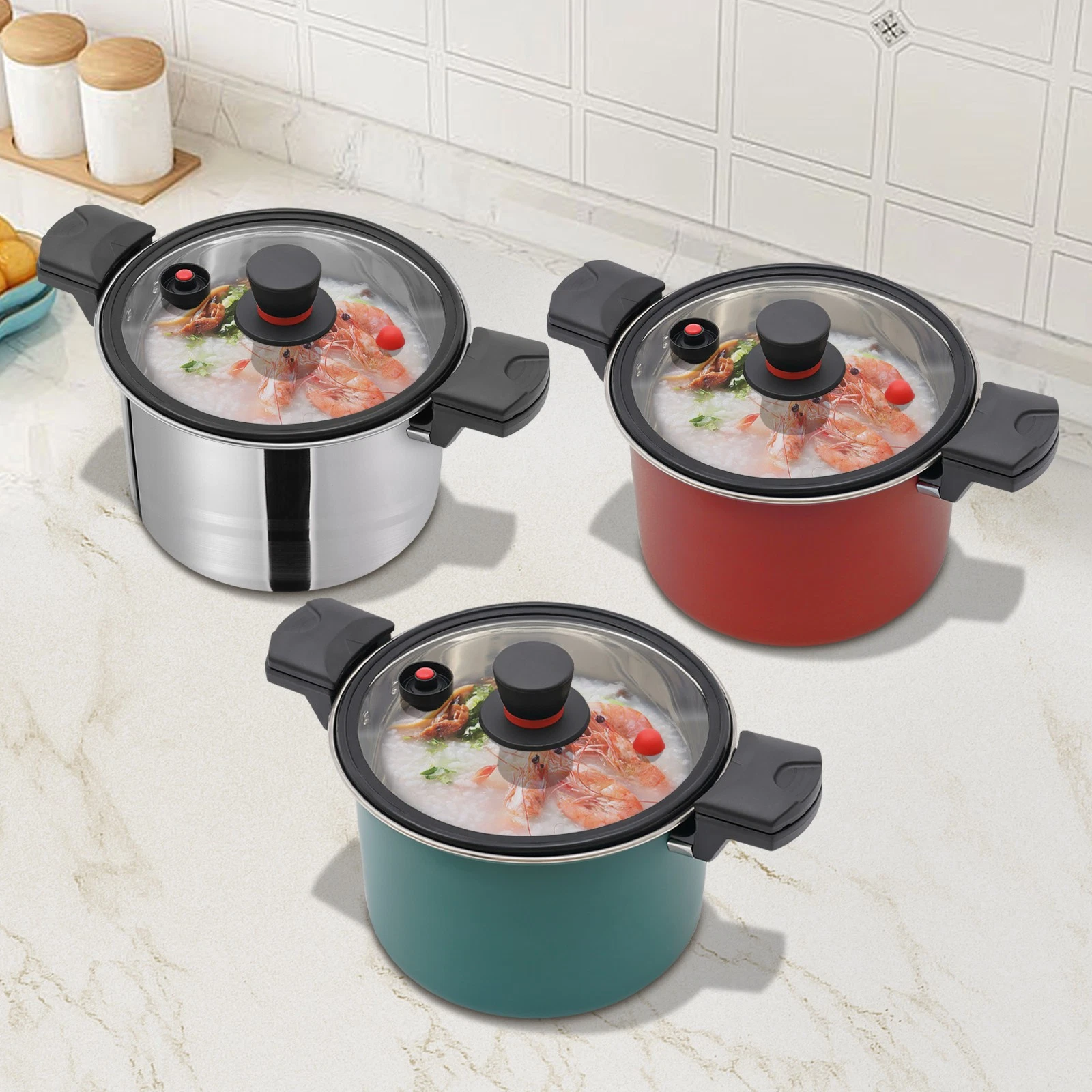 7L Pressure Pot 201 Stainless Steel Pressure Cooker KPA Micro Pressure 60Kpa