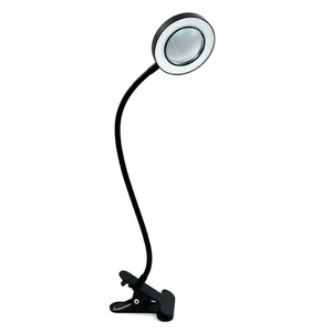 48 LED Lampe de bureau Clip avec 5X Amplificateur de la lumière en verre 360° ajustable 36925