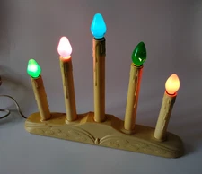 Vintage 5-Light Window Candolier Electric Colored Bulbs, Works, Christmas Candle