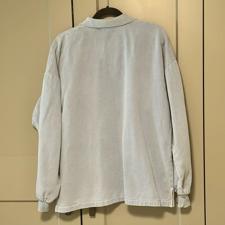 Vtg 90s WEK Rock Art Long Sleeve Polo Shirt Sz S/M Blue Southwestern Native Boho - Image 2 of 4