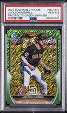 2023 BOWMAN CHROME PROSPECTS GREEN SHIMMER #BCP244 JACKSON MERRILL 56/99 PSA 10