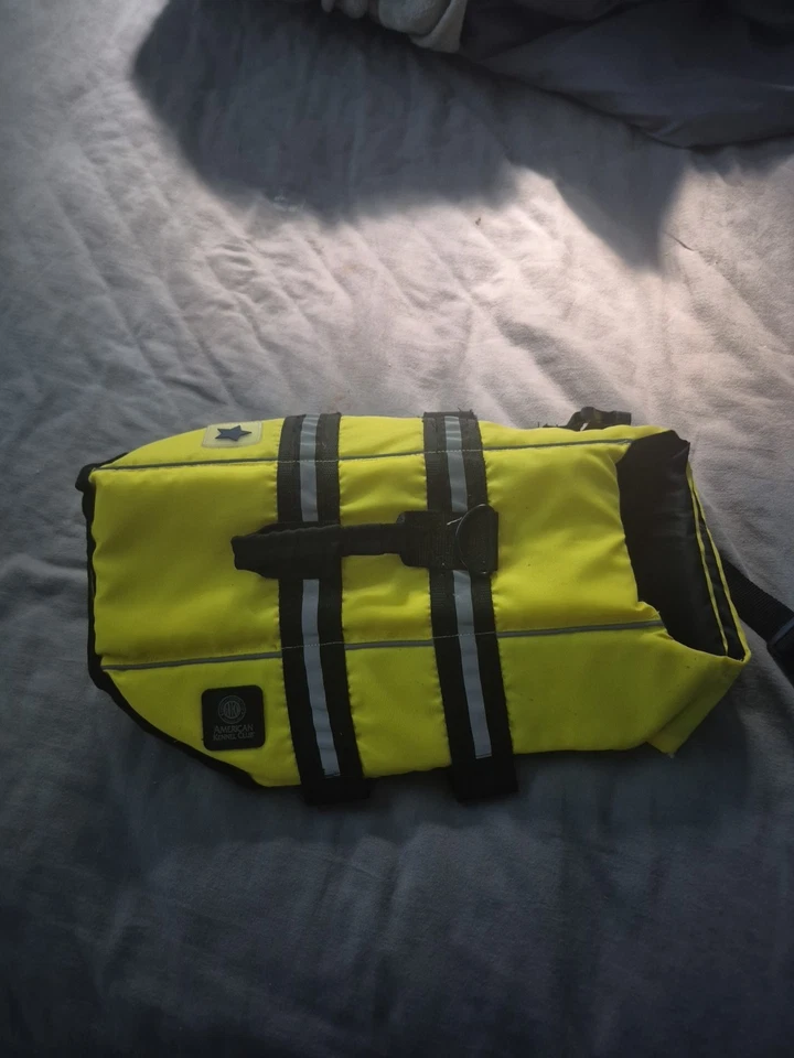Paws Aboard Dog Life Jacket Vest Neon Yellow Size Medium Adjustable Strap - Image 2 of 4