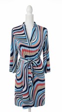 Sandra Darren Women's Large Multi-Color V-Neck Print Midi dress