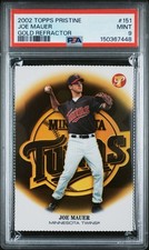 2002 Topps Pristine Joe Mauer Rookie Gold Refractor /70 #151 PSA 9
