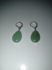 Vintage Silber 925 Jade Ohrringe Drop Hängeohrring grün sehr gut gebraucht