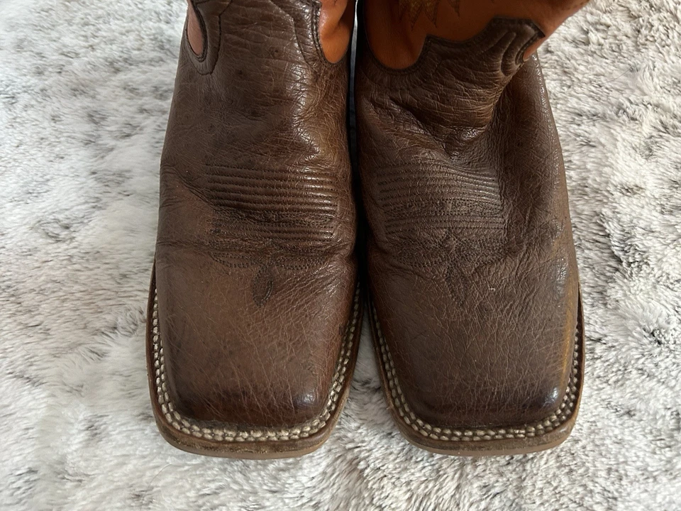 Botas Justin Cuero Avestruz Genuino Superior Suela de Goma Talla 9 D Usadas en Excelente Condición Foto 2 de 4