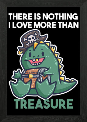 Pirat Dino TRex Schatz Gerahmtes Wandbild Poster Leinwanddruck Bild