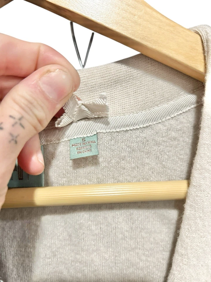 Шерстяной кардиган Anthropologies HWR с монограммой желтовато-коричневый с шарфом женский размер маленький - Изображение 3 из 4