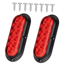 6 Inch Oval Red LED Trailer Tail Lights, 10 LEDs Surface Mount Stop 2PCS RED