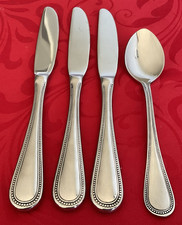 Towle 18/8 stainless Beaded Antique 3 dinner knives 9" & soup spoon 7" NM 