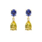 Blue Yellow Earrings Citrine Sapphire Natural Stones Solid 14k Gold Drop Earring — photo 1