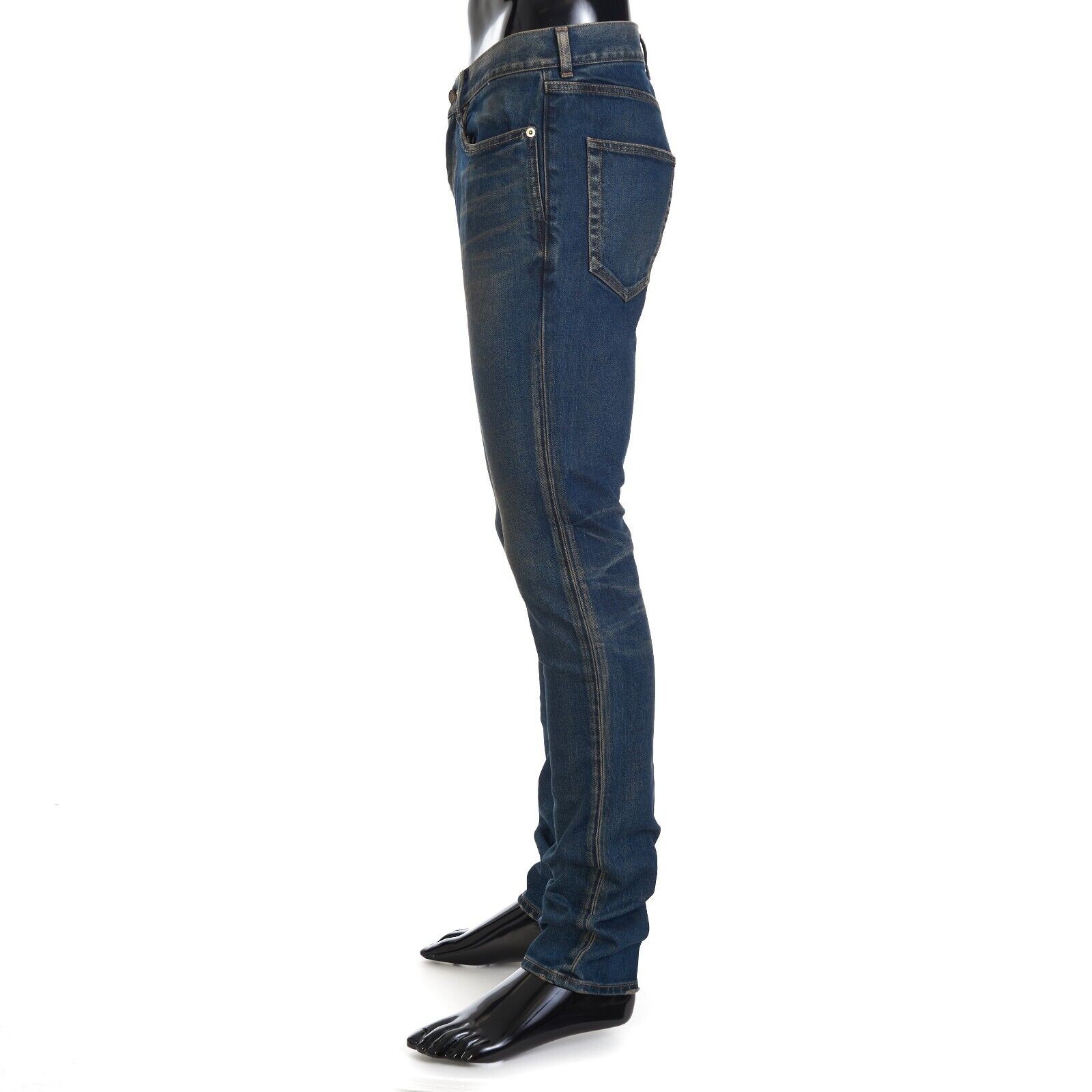 Jeans skinny SAINT LAURENT 850 $ denim blu invernale vita bassa cinque...