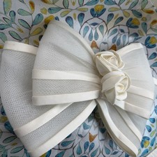 Vintage Ivory, Satin And Organza Wedding Dress Large Bow With Roses Removable