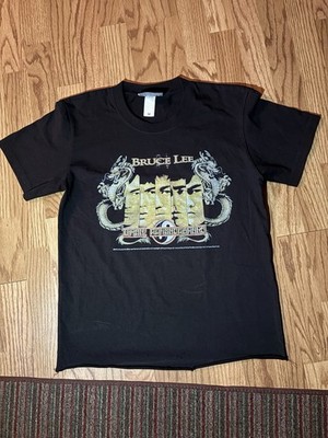 Bruce Lee The Dragon Black Graphic Print Cotton Crew Neck T-Shirt Men s M