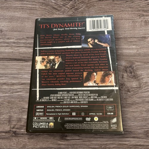 Mortal Thoughts DVD THRILLER BRUCE WILLS DEMI MOORE DVDs Movies - Picture 2 of 3