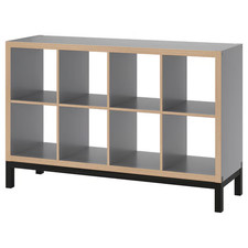 NEW IKEA KALLAX Shelving Unit with Underframe Grey Wood Effect/Black 147x94 cm