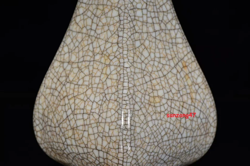 10.2" china antique song dynasty guan kiln porcelain beige lce crack square vase - Image 3 of 4