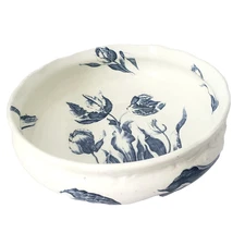 Antique Ceramic Wash Bowl Basin Blue Floral 13 1/2"