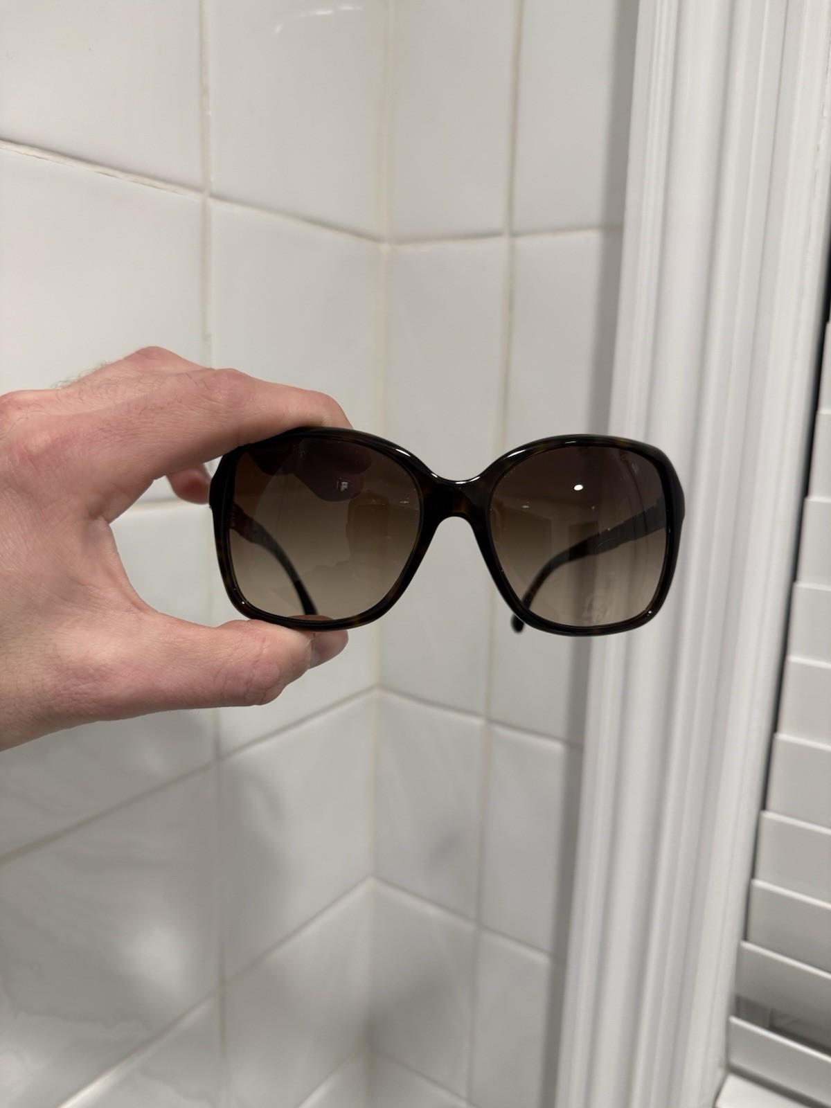 CHANELTortoise Shell Square Acetate Frame And Cry… - image 13