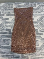 Summer Haus Start The Show Rose Gold Sequin Open Back Mini Dress