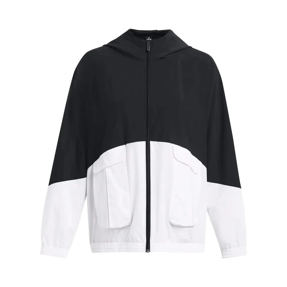 NEW Women's UNDER ARMOUR OVERSIZED WOVEN JACKET, Large, Black/White MSRP $75.00!