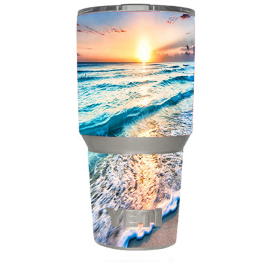 Yeti 30oz Sticker Decal Set for your 30 oz Tumbler / sunset on beach