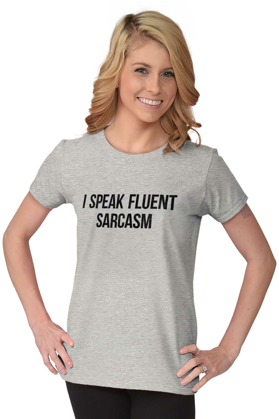 RHUDE Maglietta I Speak Fluent Sarcasm divertente scherzo maleducato regalo donna top grafica junior