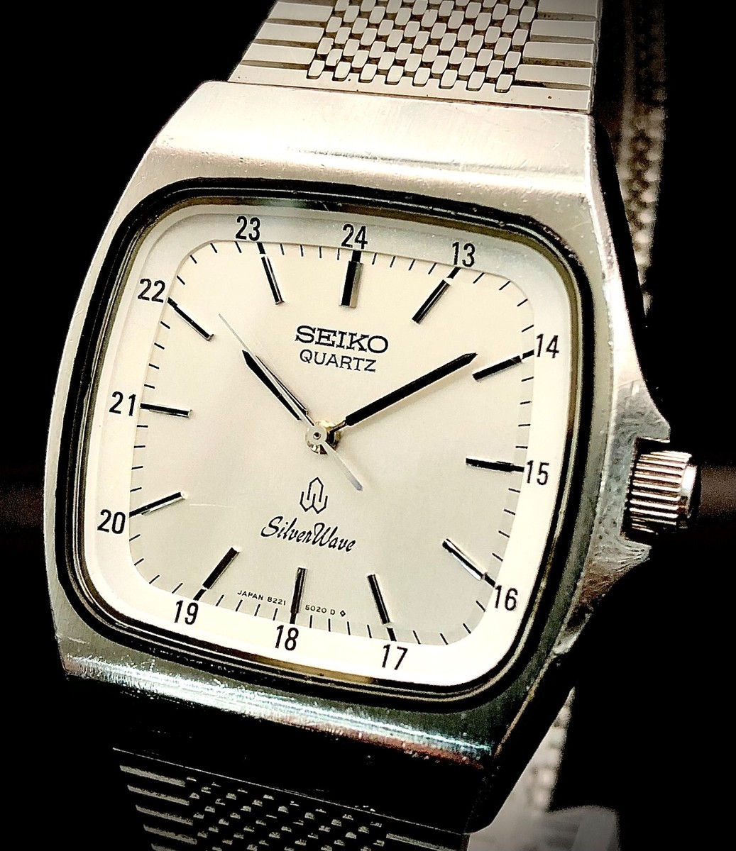 SEIKO セイコー シルバーウェーブ 8221-5020スクエア クォーツ SEIKO WATCH SILVER WAVE QUARTZ 8221-5020 WHITE STAINLESS