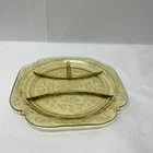 Federal Madrid depression glass Relish Plate Amber Gold